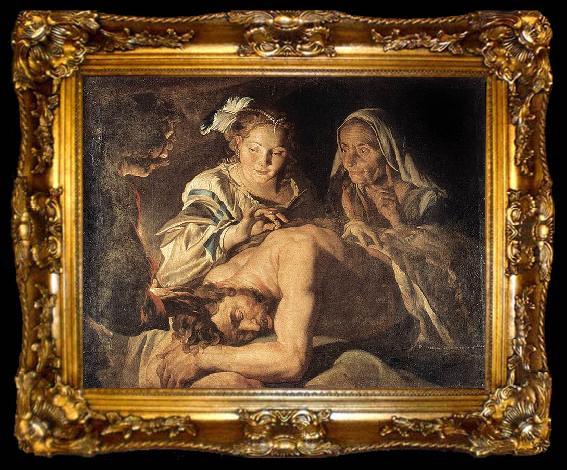 framed  Matthias Stomer Samson and Delilah, ta009-2